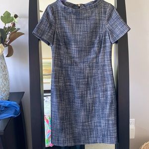 Tory Burch Navy/Cream Tweed Dress in Size 6.